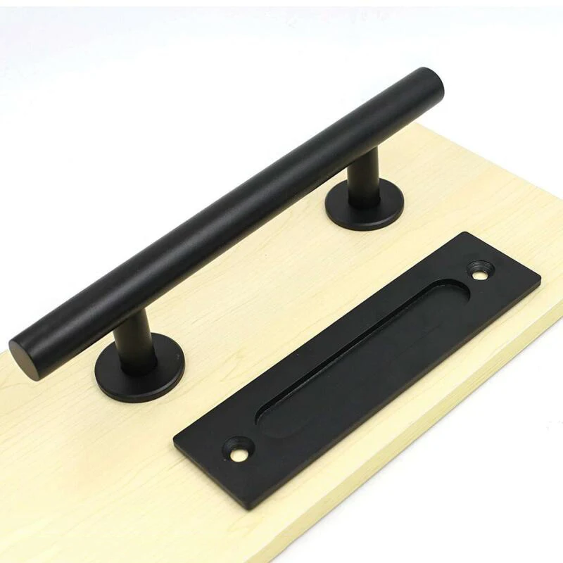 Hardware Sliding Barn Wooden Door Handle Set With Screw Pull And Push Cast Iron