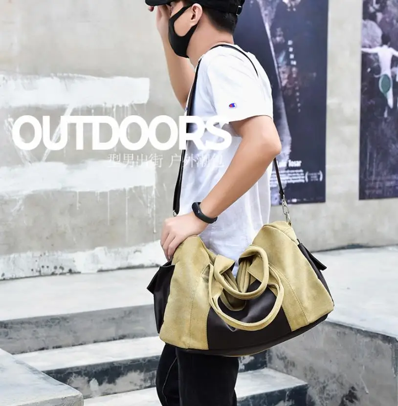 Large Capacity Men Travel Bags Vintage Canvas Women Weekend Traveling Duffle Tote Crossbody Bags Casual Male Trip Shoulder Bags