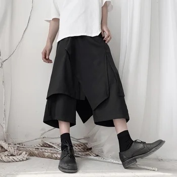 

High Lastic Waist Black Split Joint Harem Trousers New Loose Fit Pants Women Fashion Tide Spring Utumn 2020 19-a577