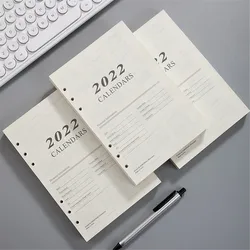 Bloc notes A5 à feuilles mobiles 6 trous, 2022 Pages intérieures de calendrier, organisateurs de calendrier mensuel, planificateur d'agenda, fournitures scolaires 
