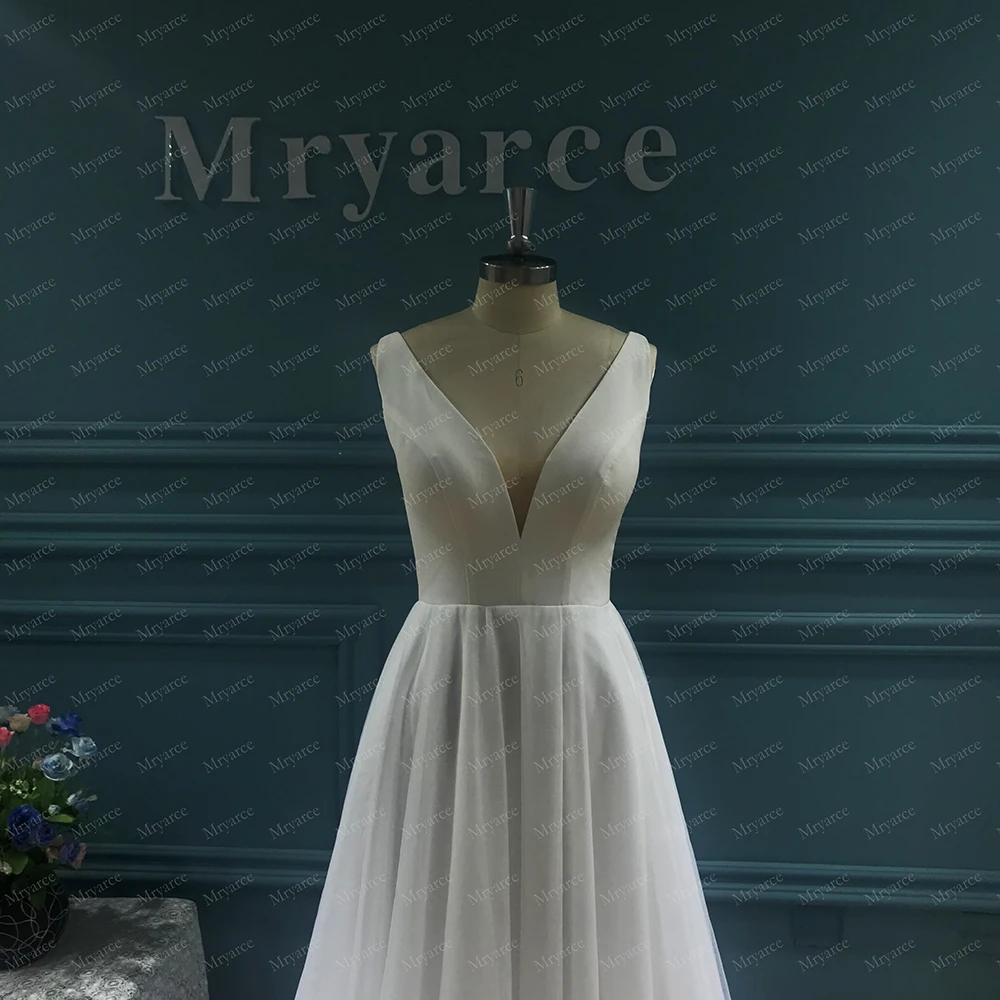 Mryarce Elegant Embroidery Lace Floral Sleeveless Spring Wedding Dress Bridal Gowns Vestido De Noivas 4