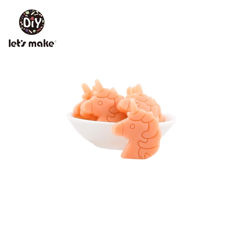 unicorn peachy Let's Make детский Прорезыватель грызунов 5 шт. без латекса мини кактус Единорог черепаха листья DIY пустышка цепь Силиконовые бусы для прорезывания зубов - Цвет: unicorn peachy