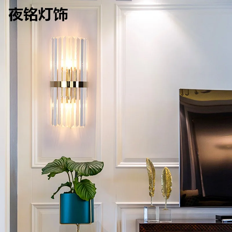 

North Europe post modern wall lamp hotel bedroom bedside led wall lamp corridor stair crystal wall lamp