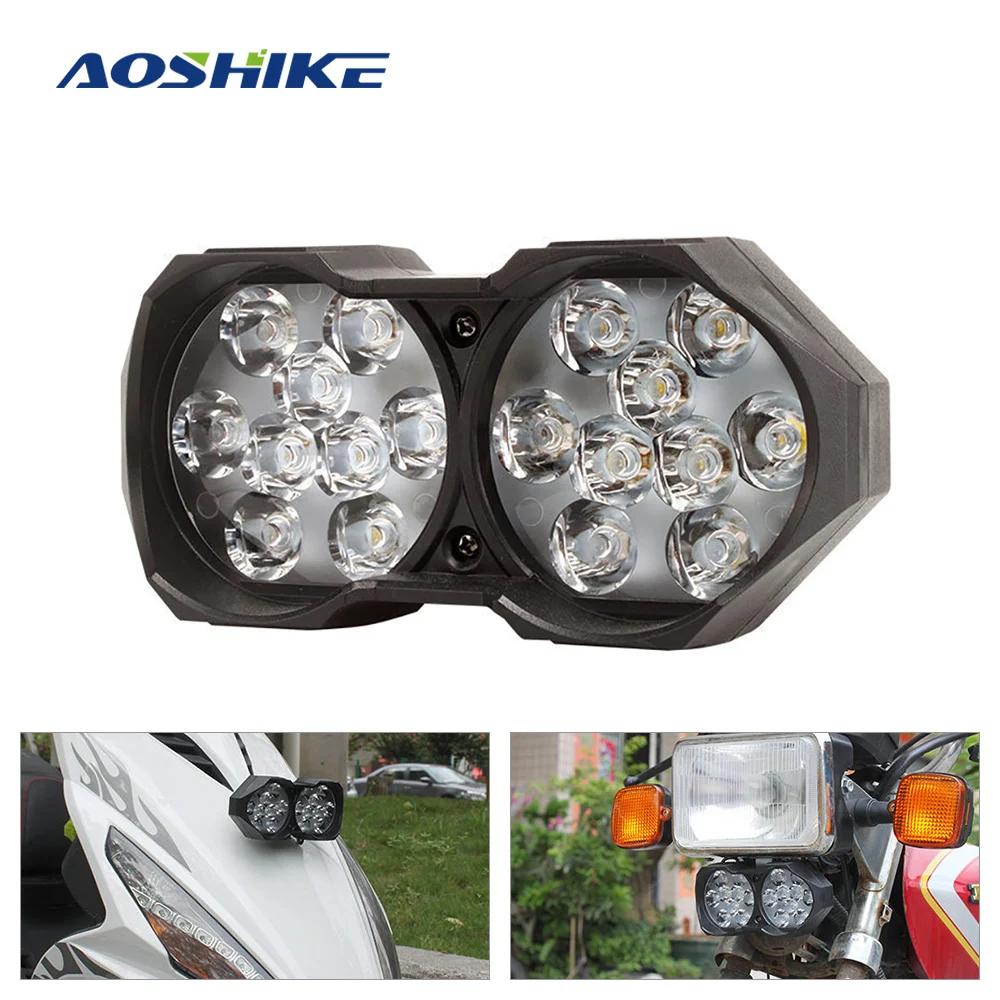 AOSHIKE Автомобильный светодиодный фары для мотоцикла фары 18 светодиодный 40 Вт фара мотоцикла Подсветка 12V 2000LM белый противотуманный фонарь