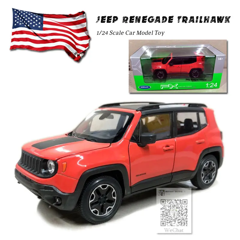 

WELLY 1/24 Scale SUV Car Model Toys Jeep Renegade Trailhawk SUV Diecast Metal Car Model Toy For Gift/Collection/Kids