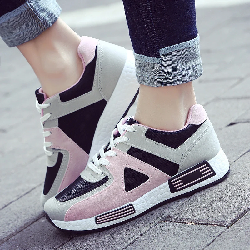 

Lace-up solid sneakers women shoes 2019 new breathable mesh casual shoes woman lightweight flat with ladies shoes women sneakers