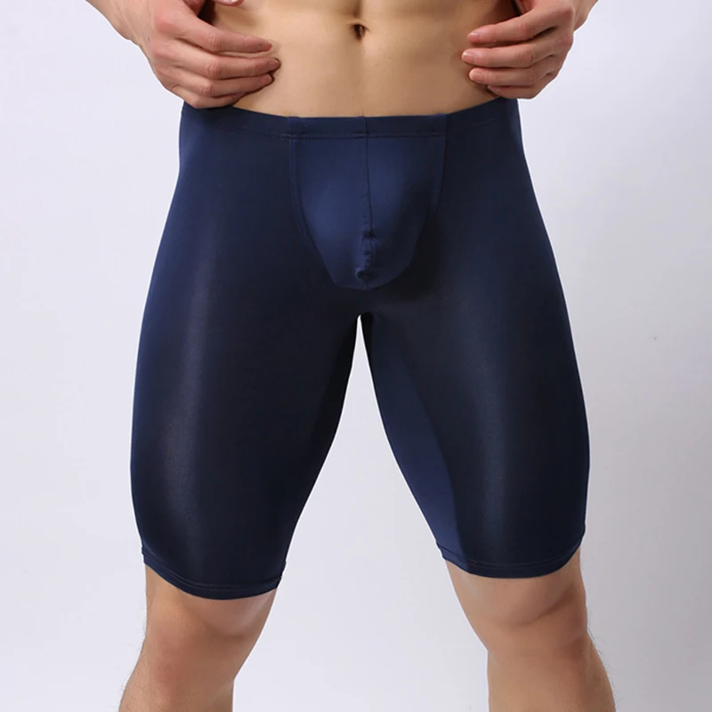 Эластичное нижнее белье мужские мягкие боксеры длинные шорты обтягивающие