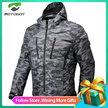 

MOTOBOY 100% Polyester Motorcycle Bike CAMO Waterproof Warm Liner CE Protectors Spring Jacket Armour Men Protective Gear