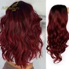 AISI BEAUTY Ombre Long Wavy Red Wigs Blonde Cosplay Synthetic Wigs Female Daily Party Heat Resistant Grey Brown Black False Hair 1