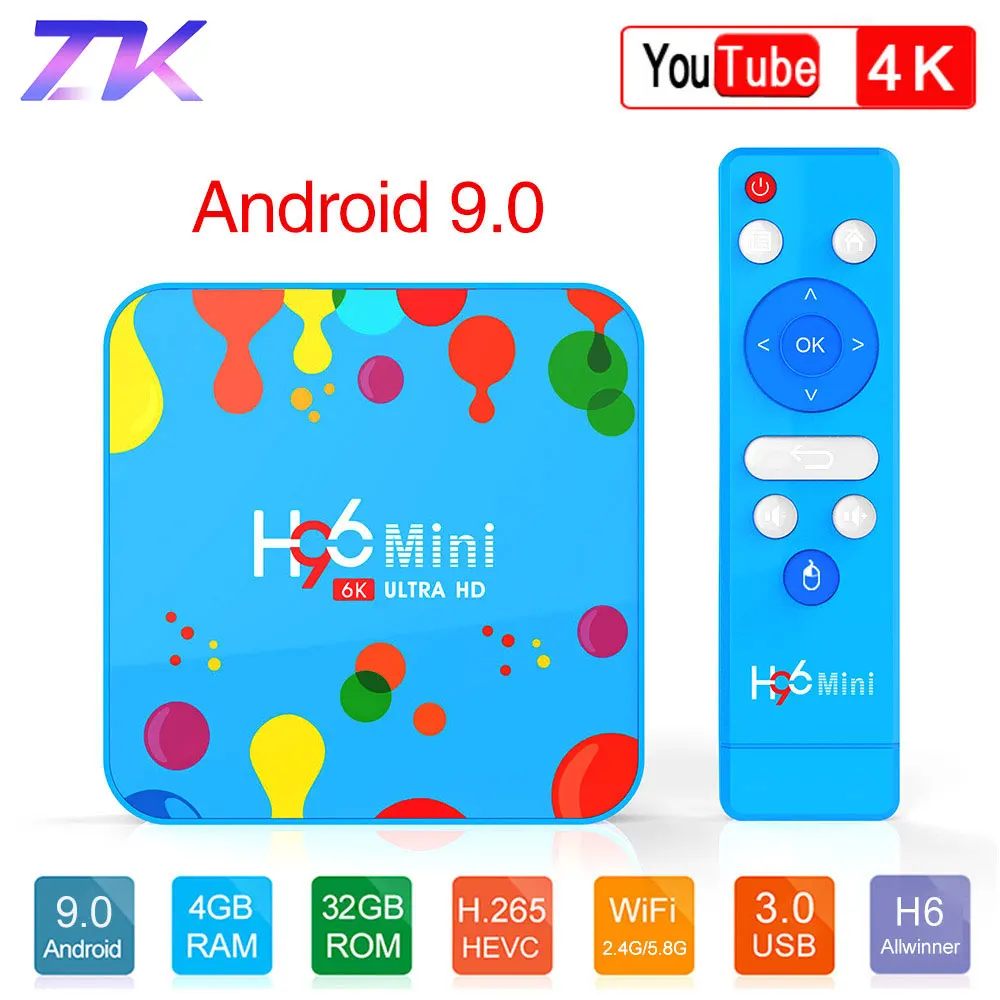 

Android 9.0 TV Box 4GB 32GB 128GB H96 Mini Allwinner H6 Quad Core 6K H.265 Wifi HD Google Player Youtube Set Top Box PK H96 MAX