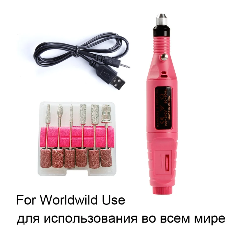 Электрический аппарат для маникюра USB кабель для удаления кутикулы Гель инструмент для ногтей фрезерные сверла шлифовальные фрезы педикюрный станок - Цвет: GJ5053FUSB