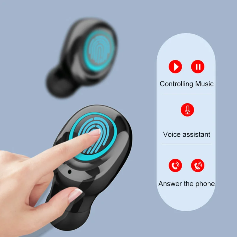 Wireless Headphones Bluetooth Headset Sport Earbuds Touch Control Stereo Tws with 3500Mah Charging Case for Samsung for Iphone