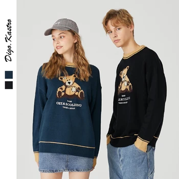 

2019 Original Bear Pattern Sweater Men / Women Campus Style Loose Sweater Winter Trends Couple Oversize Sweater