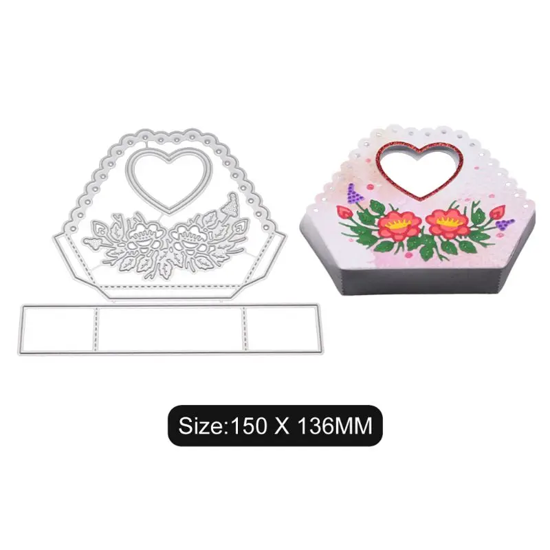 

3D Flower Heart Box DIY Mold Metal Cutting Dies Stencil DIY Scrapbooking Album Stamp Paper Card Embossing Crafts Decor