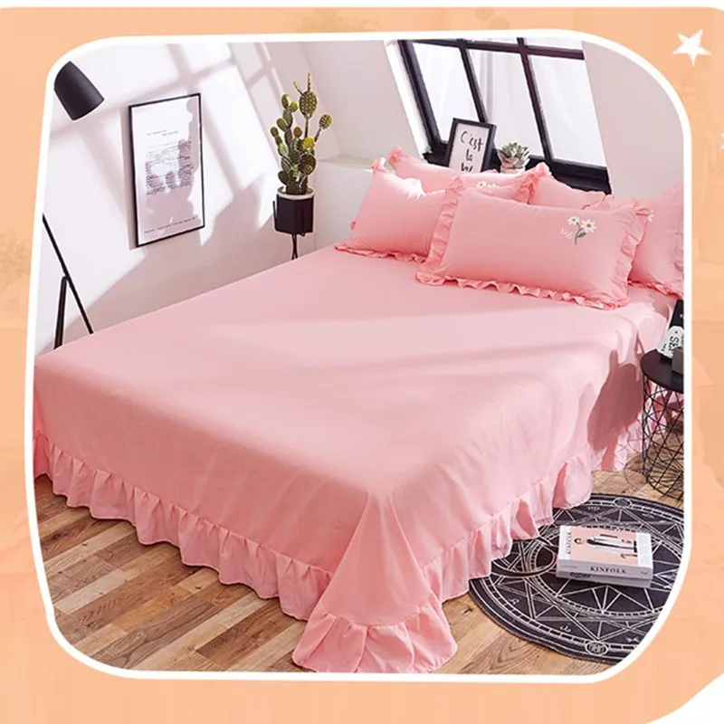 

Small Fresh Bedding Four-piece Pure Cotton Lotus Leaf Side Towel Embroidered Bed Sheet Bedding Bag Four Seasons Universal