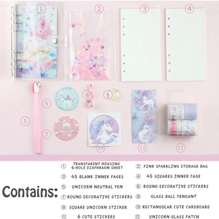 Unicorn Kawaii Ocean Planner Notebook Cherry A6 Spiral Notebook Planner Organizer Binder Diary Bullet Girl Heart Cute Handbook Notebook - Цвет: Unicorn