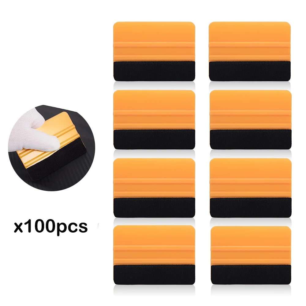 EHDIS 100Pcs Carbon Fiber Vinyl Film Sticker Wrap Fabric Felt Squeegee Car Wrapping Window Tint Tool House Cleaning Ice Scraper