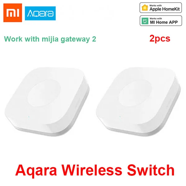 2pcs Aqara Switch Xiaomi Smart Многофункциональный шлюз 2 WiFi Пульт дистанционного управления центром RGB светильник для дома устройство безопасности Поддержка Aqara - Цвет: 2pcs Aqara Switch