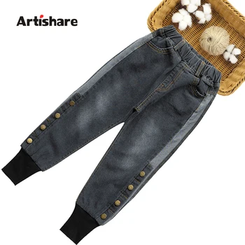 

Jeans Girl Button Fly Children's Jeans For Girls Patchwork Kid Jeans Spring Autumn Children's Clothes 6 8 10 12 14