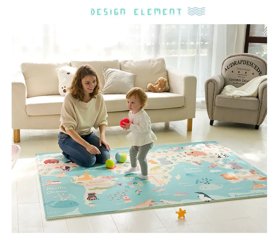 

Infantrain Large Puzzle Play Mat Foam Children Carpet Children Rug Thickened Waterproof Crawling Rug for Babies High Density Pad