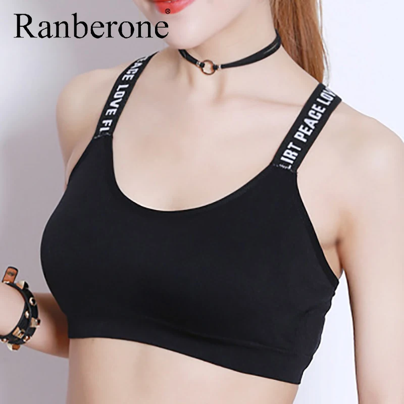 

Ranberone 2020 New Women Sport Bra Black Padded Yoga Brassiere Tank Top Female Breathable Fitness Sports Wear for Women Gym