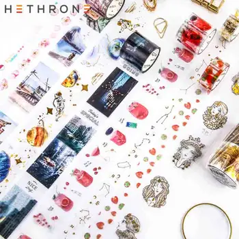 

Hethrone 2019 Retro New gold washi tape DIY decoration Pet Transparent Bronzing lovers Adhesive Tape Scrapbooking Masking Tape