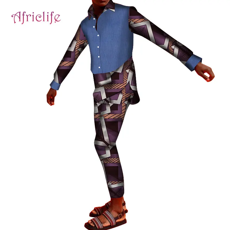 Модный лоскутный мягкий синий материал с длинным рукавом мужской костюм рубашка Весна Осень мужские платья WYN1130 - Цвет: 11