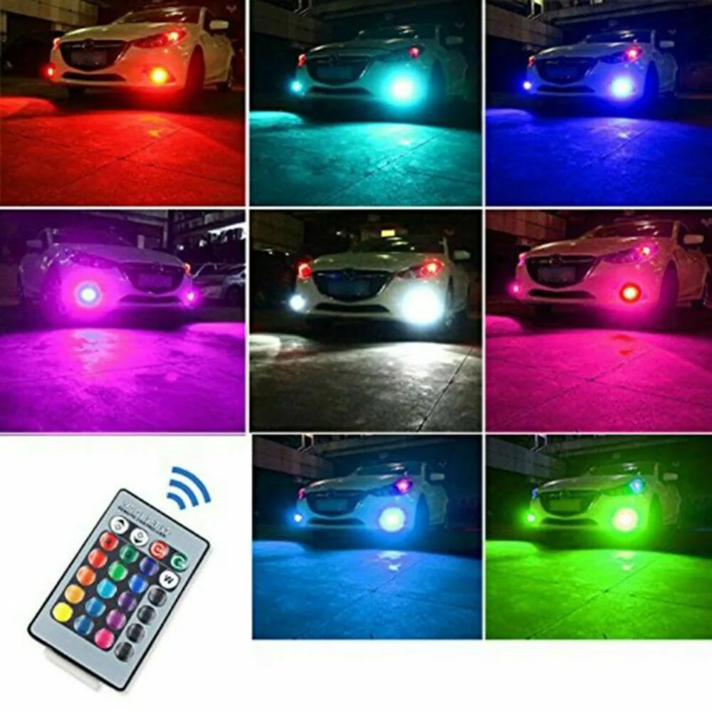 2x светодиодный пульт дистанционного управления Управление 5050 RGB Цвет изменение автомобиль H8/9/11 лет 27SMD Противотуманные фары лампы