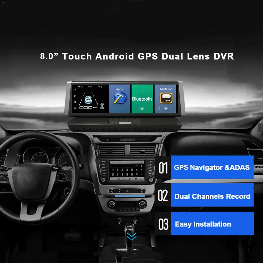 

Hight Quality 4G Car DVR Android 5.1 GPS Navigator 8 Inch DVE Dash Cam WiFi with ADAS Function