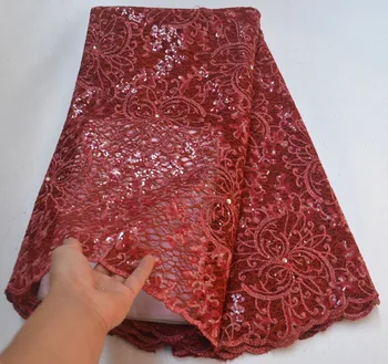 

Newest Nigerian Net Sequins Organza Lace Fabric 2019 High Quality African French Tulle Lace Fabrics For Party Dress G5478