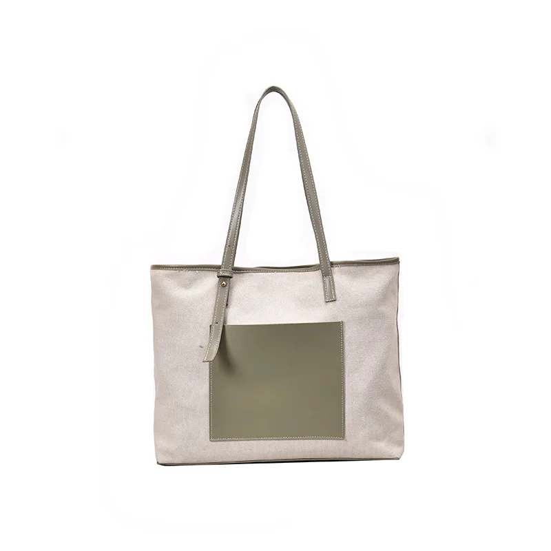 

Ougger Big Women Bag on Shoulder Handbags Summer Green Canvas Fashion Korean Style Large Capacity Tote Bag for Shopping