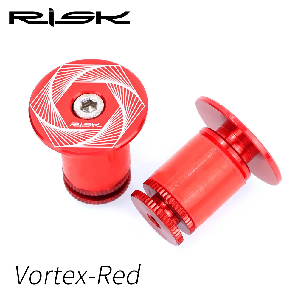 1 Pair Red RISK 1 пара велосипедная Крышка для руля, велосипедные ручки из алюминиевого сплава, руль для велосипеда, конечный замок, заглушки, ручки для руля, крышки s, легкие - Цвет: 1 Pair Red