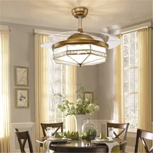 Американский Ретро Медный Невидимый вентилятор лампа современная столовая гостиная потолочный вентилятор светильник спальня светодиодный вентилятор светильник s