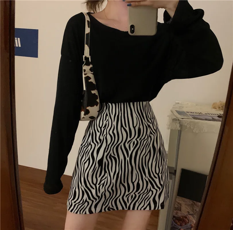 

Real Shot 2020 Zebra Print Short Skirt Women's Summer New High Waist A-Line Shows Thin Hip Skirt Versatile Half