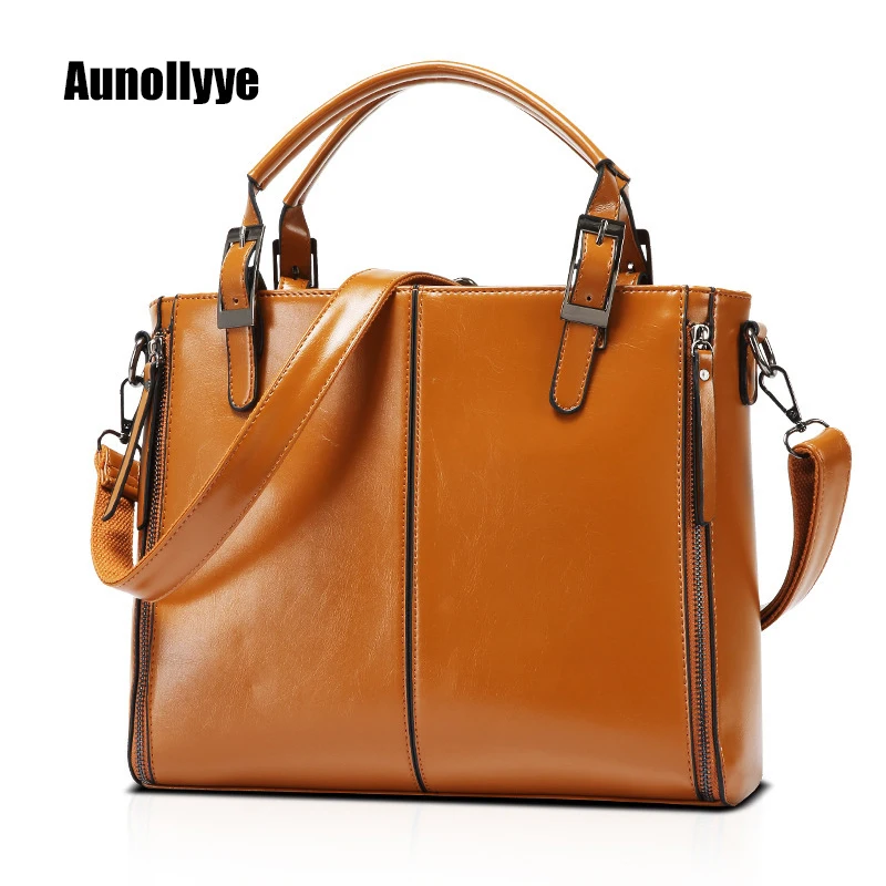 

Women's Oil Wax Leather Shoulder Bag Luxury Designer Stitching High-Quality Handbags Fashion Large-Capacity Evening Party Bag