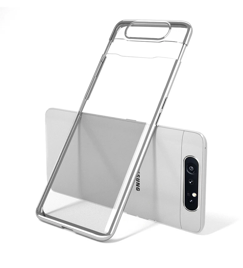 Серебристый Чехол для samsung Galaxy A80, прозрачный скользящий чехол, роскошный полный защитный противоударный чехол для samsung A80, чехол - Цвет: Серебристый