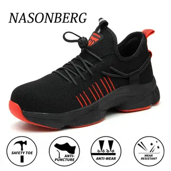 

NASONBERG Indestructible Shoes Men Women Steel Toe Cap Work Safety Shoes Puncture-Proof Boots Lightweight Breathable Sneakers
