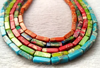 

5strands 16" mixed Sea Sediment Imperial Jasper cube beads, emperor jasper cubic brick , semi precious stone,green Aqua Terra Ja