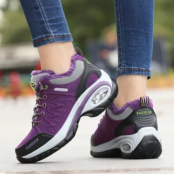 

Women Sneakers Leather Hiking Shoes Waterproof Winter Snow Boots Woman Shockproof Trekking Walking Shoes Nonslip Ladies Boots