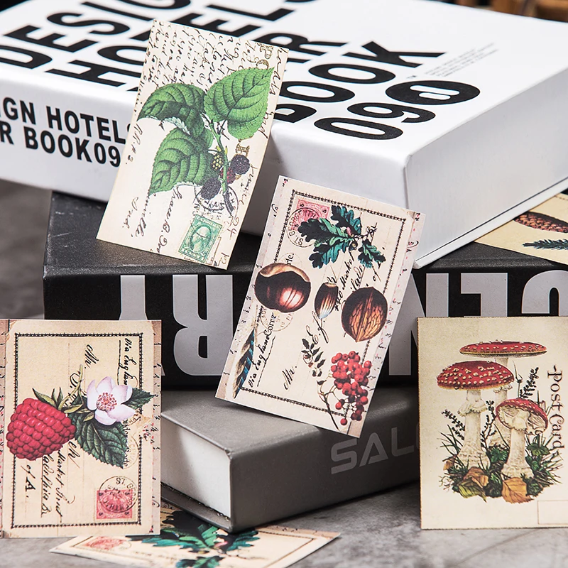 8Pcs/Pack Vintage Large Plants Illustration Sticker DIY Craft Scrapbooking Album Junk Journal Planner Decorative Stickers