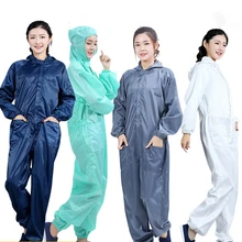Антистатические комбинезоны для уборки, пылезащитный костюм, чистящая одежда, капюшон, чистая еда, Пыленепроницаемая рабочая одежда, защитные комбинезоны унисекс