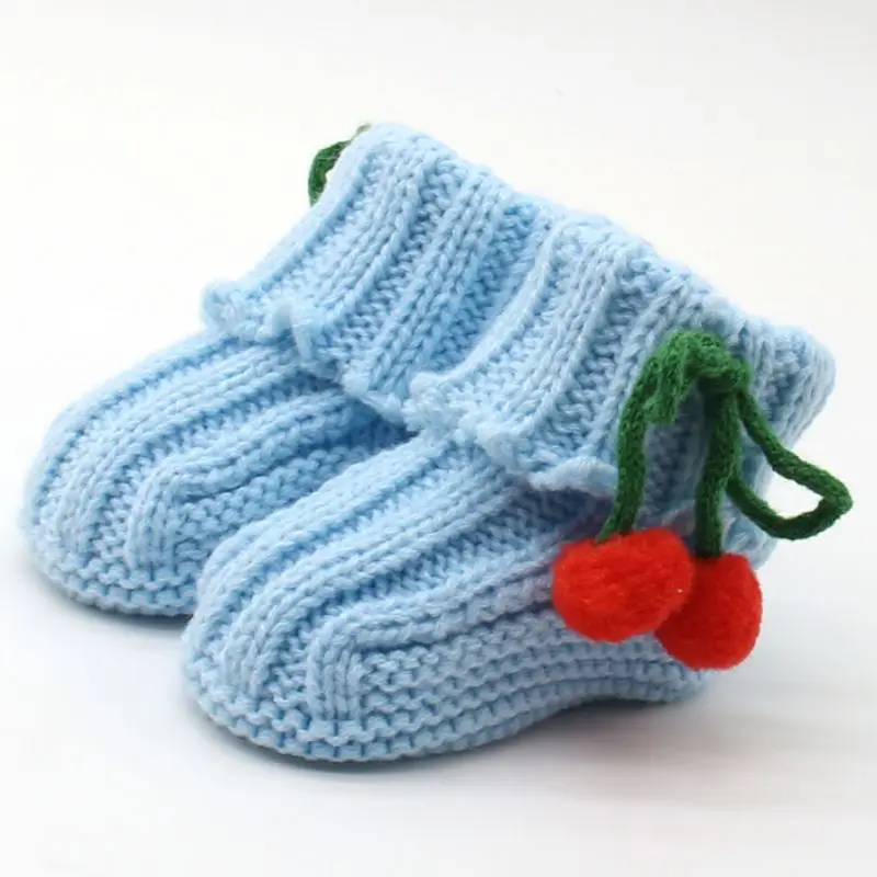 Обувь для новорожденных мальчиков и девочек; милые вязаные ботинки для младенцев; шерстяные ботинки для маленьких девочек и мальчиков; теплые зимние пинетки - Цвет: L