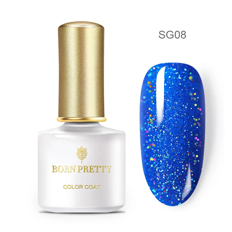 BORN PRETTY 6 мл Блестящие Блестки гель для ногтей голографический лак УФ светодиодный гель розовый золотой серебряный Перманентный отмачиваемый гель лак - Цвет: BP-SG08