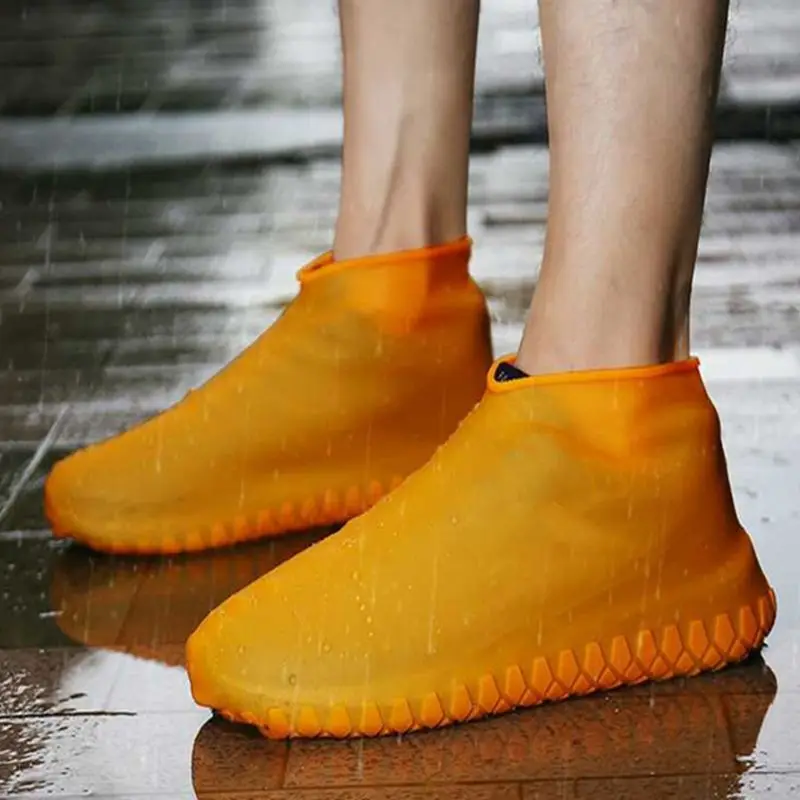 Мужские и женские дождевые Чехлы для обуви многоразовый силикон водонепроницаемые складные Нескользящие велосипедные уличные удобные
