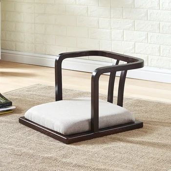 

Japanese-Style Wood Tatami Legless Zaisu Floor Chair Lazy Sofa Game Meditation Seating with Back Support for Living Room Balcony