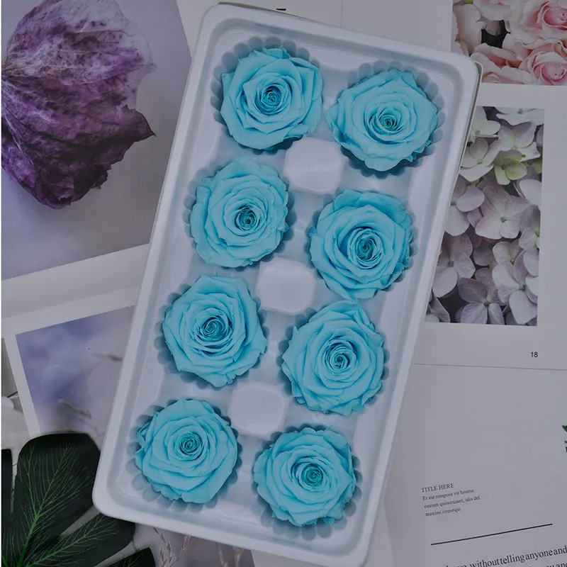 Cena 1 pudełko wysokiej jakości zakonserwowane kwiaty kwiat nieśmiertelna róża 4CM średnica prezent na dzień matki wieczne życie kwiat materiał pudełko