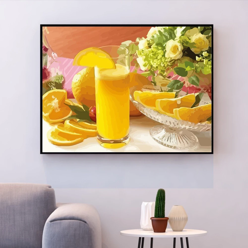 HUACAN живопись маслом по номерам лимон фрукты расписанные вручную наборы для рисования холст DIY картины еда украшение дома Художественный подарок