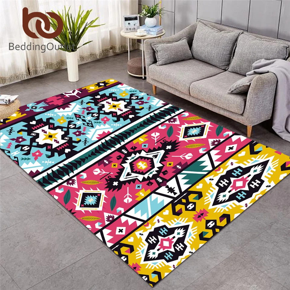 Постельные принадлежности Outlet ацтекский большой ковер Юго-Западный Декоративный Напольный коврик геометрический этнический уголок ковер богемный красочный Тотем alfombra