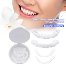 Silicone Upper/Lower False Teeth Veneers Whitening Fake Tooth Cover Comfort Fit Flex Denture Braces Whitening Denture Teeth