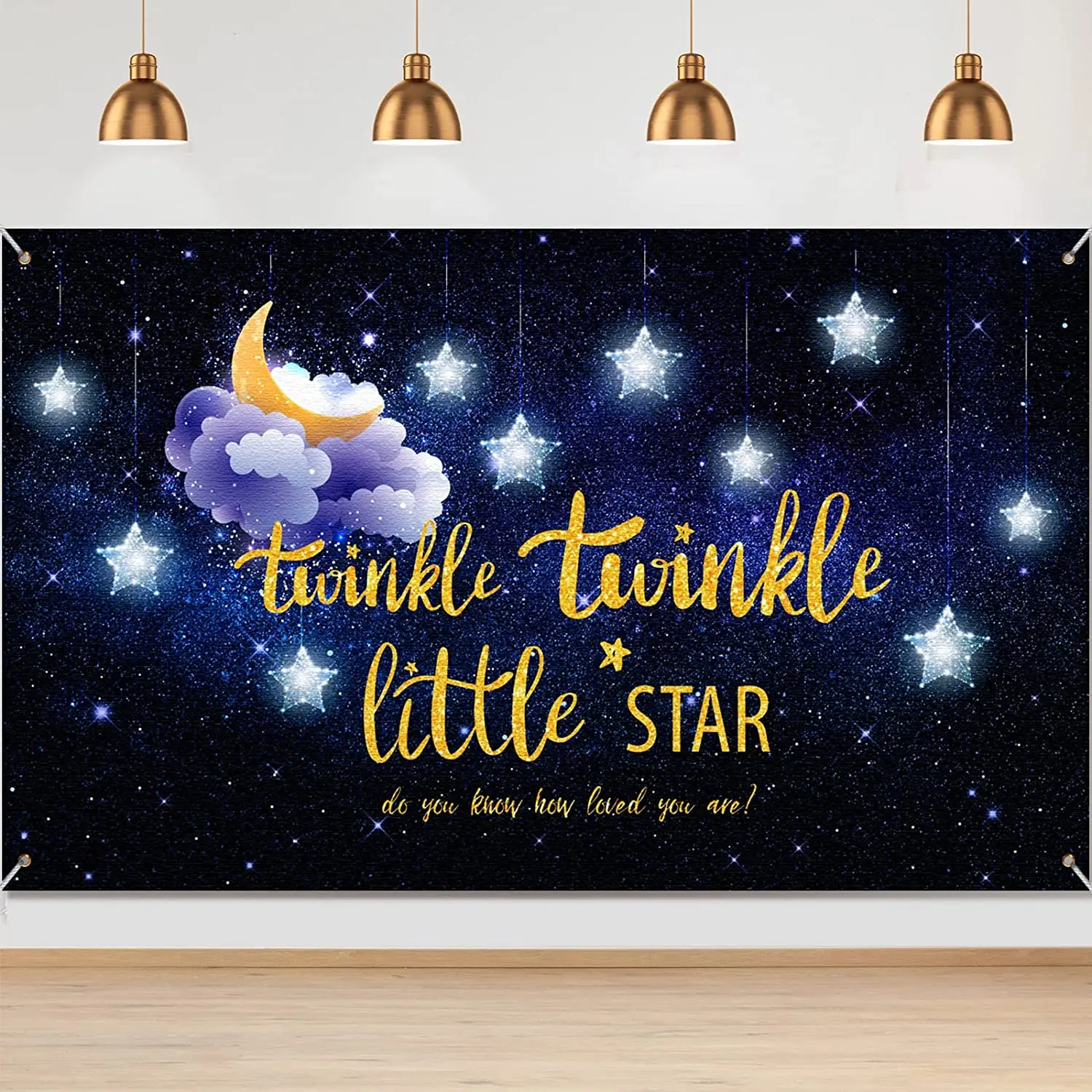 Twinkle Little Star Photography Fondale Night Sky Shinning Star And Moon Galaxy Background Baby Shower Boy Birthday Party Decor